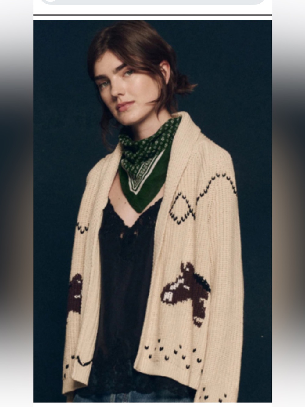 THE GREAT. Cream Open-Front horse lodge  Cardigan